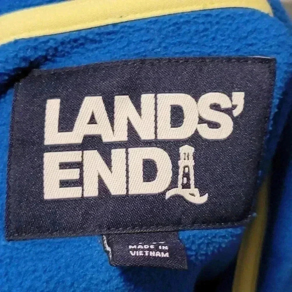 Land's End Tie Dye Ocean Blue Heritage Fleece Snap Neck Pullover Sweatshirt - L - Picture 4 of 7